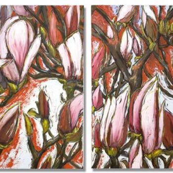 Malarstwo zatytułowany „Magnolia” autorstwa Anja König, Oryginalna praca, Olej