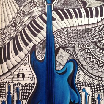 Peinture intitulée "doodle guitar" par Anjana Kothari, Œuvre d'art originale, Acrylique