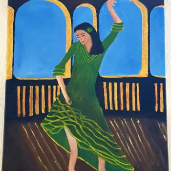 Malerei mit dem Titel "Flamenco Tänzerin a…" von Anja Schmidt, Original-Kunstwerk, Acryl