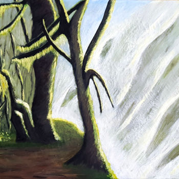 Malerei mit dem Titel "Nebelwald von La Go…" von Anja Schmidt, Original-Kunstwerk, Acryl