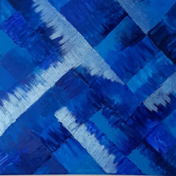 Malerei mit dem Titel "blau kariert" von Anja Schmidt, Original-Kunstwerk, Acryl