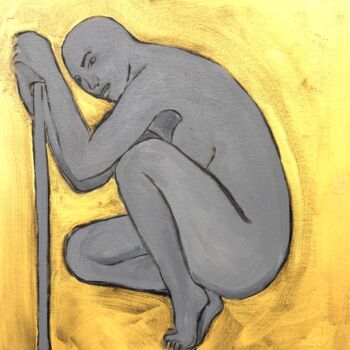 Peinture intitulée "The Pensive" par Anji Lesourne, Œuvre d'art originale, Huile Monté sur Aluminium