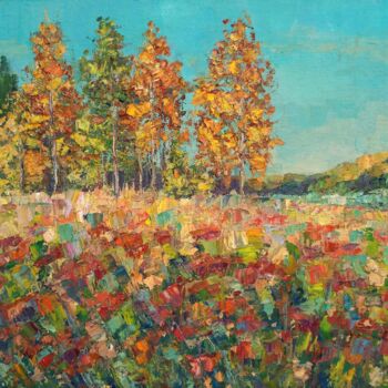 Картина под названием "Осенние травы" - Ankei, Подлинное произведение искусства, Масло
