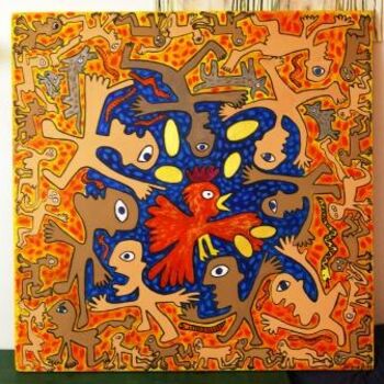 Painting titled "La poule aux oeufs…" by An Lyne, Original Artwork