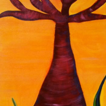Schilderij getiteld "Pregnant Baobab" door Ann Buyse, Origineel Kunstwerk