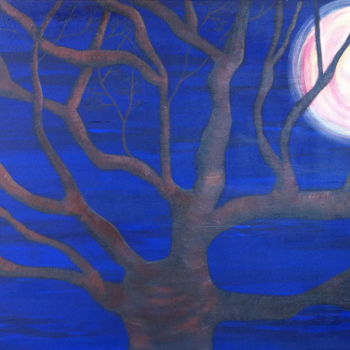 Painting titled "Moon tree / Arbre n…" by Ann Buyse, Original Artwork
