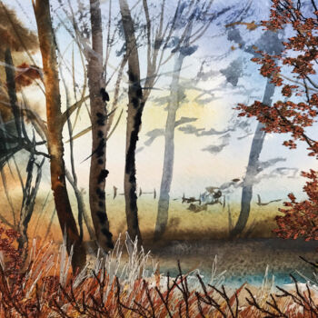 Картина под названием "November to December" - Ann Dunbar, Подлинное произведение искусства, Акварель Установлен на картон
