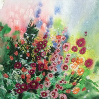 Pintura titulada "Summer Flower seduc…" por Ann Dunbar, Obra de arte original, Acuarela Montado en Cartulina
