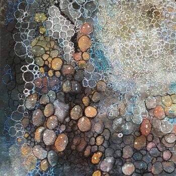 Peinture intitulée "Water droplets dance" par Ann Dunbar, Œuvre d'art originale, Aquarelle Monté sur Châssis en bois