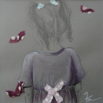 제목이 "Les papillons"인 그림 Ann Masseaut-Franchet로, 원작, 연필