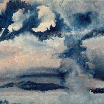 Painting titled "Nuage XV" by Ann Ray, Original Artwork, Collages Mounted on Wood Stretcher frame