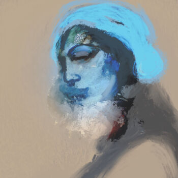 Arts numériques intitulée "Gitane au bonnet bl…" par Ann Saint-Gelais, Œuvre d'art originale, Peinture numérique