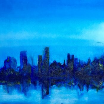 Painting titled "NYC" by Ann Schirmeyer, Original Artwork, Acrylic Mounted on Wood Stretcher frame