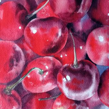 Peinture intitulée "Lots of red berries" par Anna Ageeva, Œuvre d'art originale, Aquarelle