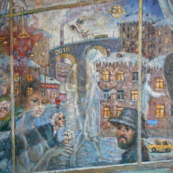 Painting titled "Натурщицы у окна в…" by Anna Iaguzhinskaia, Original Artwork, Oil