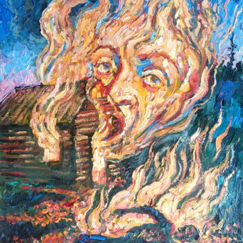 Peinture intitulée "Огонь" par Anna Iaguzhinskaia, Œuvre d'art originale, Huile
