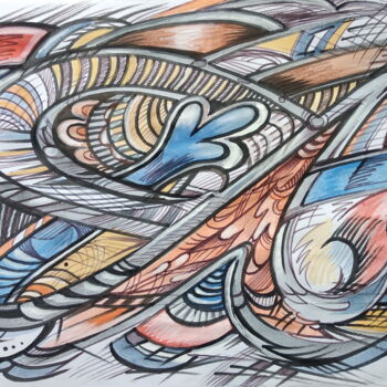 Картина под названием "Завитушка" - Анна Ягужинская, Подлинное произведение искусства, Гуашь