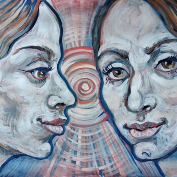 Картина под названием "Лица" - Анна Ягужинская, Подлинное произведение искусства, Гуашь