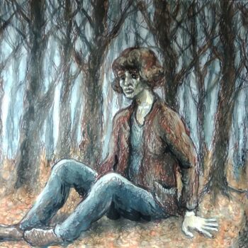 Peinture intitulée "В осеннем лесу" par Anna Iaguzhinskaia, Œuvre d'art originale, Gouache
