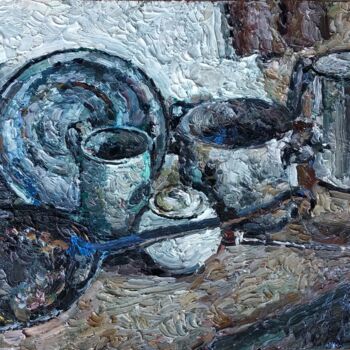 Картина под названием "Старая посуда" - Анна Ягужинская, Подлинное произведение искусства, Масло