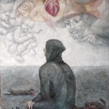 Pittura intitolato "Серая пустыня" da Anna Iaguzhinskaia, Opera d'arte originale, Olio