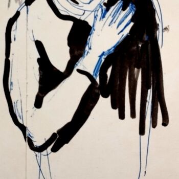 Картина под названием "Поэт" - Анна Ягужинская, Подлинное произведение искусства, Маркер