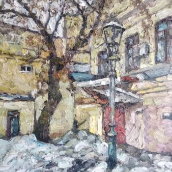 Картина под названием "Весна, дворик" - Анна Ягужинская, Подлинное произведение искусства, Масло