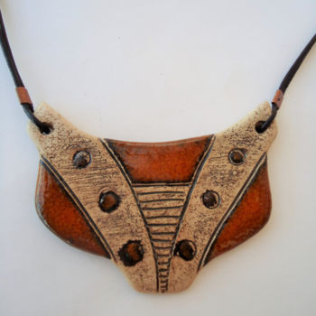 Artisanat intitulée "Ceramic necklace, d…" par Anna Al, Œuvre d'art originale, Bijoux