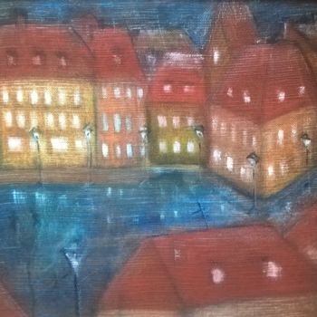 Drawing titled "Town" by Anna Ama, Original Artwork, Pastel