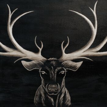 绘画 标题为“Deer” 由Анна Алиакберова, 原创艺术品, 丙烯 安装在木质担架架上