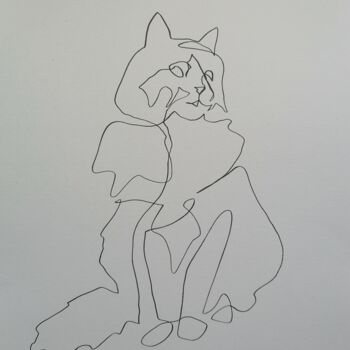 Drawing titled "Cat" by Anna An, Original Artwork, Marker