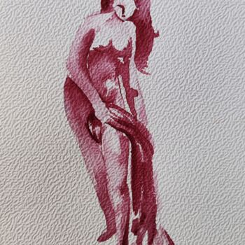 Drawing titled "rose n°3" by Anna An, Original Artwork, Watercolor