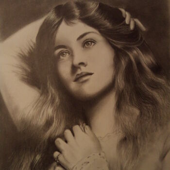 Σχέδιο με τίτλο "Douce Maude" από Anna Balmora, Αυθεντικά έργα τέχνης, Γραφίτης
