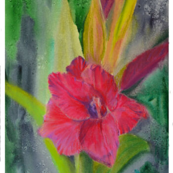 Malarstwo zatytułowany „Velvet gladiolus” autorstwa Анна Баранова, Oryginalna praca, Pastel