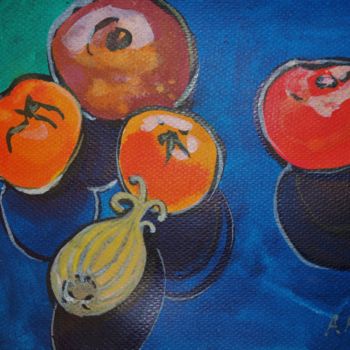Painting titled "Tomatos and onion" by Anna  Bardzka, Original Artwork
