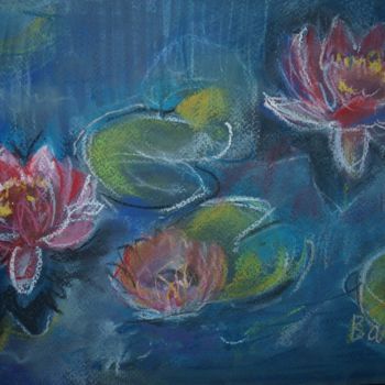 Painting titled "WATERLILIES" by Anna  Bardzka, Original Artwork, Pastel