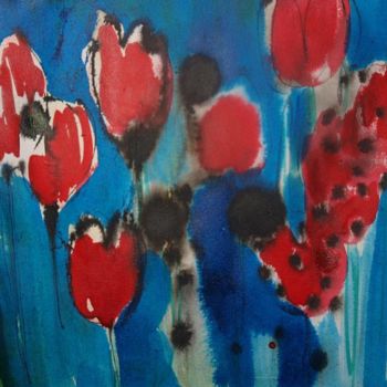 Painting titled "RED TULIPS" by Anna  Bardzka, Original Artwork, Other