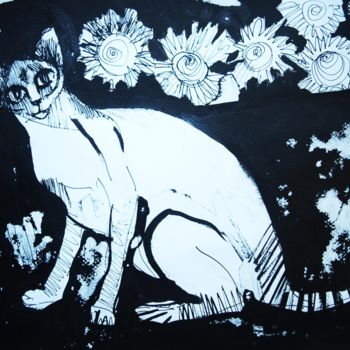 Disegno intitolato "CAT VI" da Anna  Bardzka, Opera d'arte originale, Inchiostro
