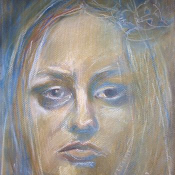 Peinture intitulée "ANIA Z KOTEM  NA…" par Anna  Bardzka, Œuvre d'art originale, Pastel