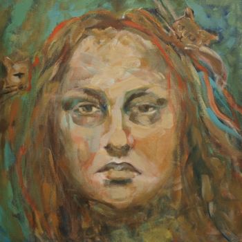 Painting titled "SELF-PORTRAIT  WITH…" by Anna  Bardzka, Original Artwork