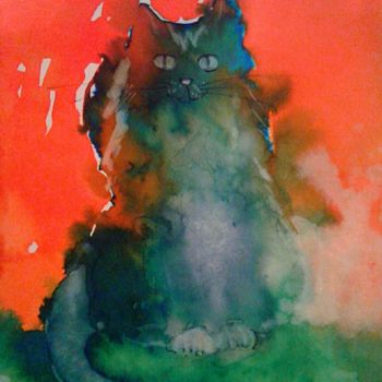 Malarstwo zatytułowany „kot-uraniczny.jpg” autorstwa Anna  Bardzka, Oryginalna praca