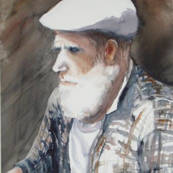 Peinture intitulée "Barba bianca" par Anna Battistotti, Œuvre d'art originale, Aquarelle