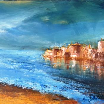 Painting titled "Case sul mare" by Anna Battistotti, Original Artwork, Acrylic