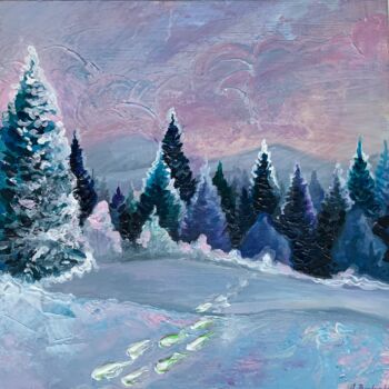 Painting titled "AUSTRIAN WINTER - W…" by Anna Beglyakova, Original Artwork, Acrylic Mounted on Wood Stretcher frame