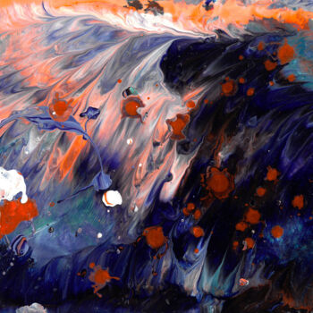 Painting titled "WAVE- abstract acry…" by Anna Beglyakova, Original Artwork, Acrylic Mounted on Cardboard