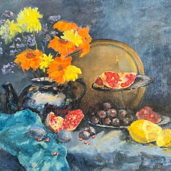 Painting titled "flowers for my birt…" by Anna Belov, Original Artwork, Oil