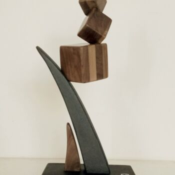 Sculpture titled "Cascata di cubi" by Anna Beltrame A＋D Art, Original Artwork, Wood