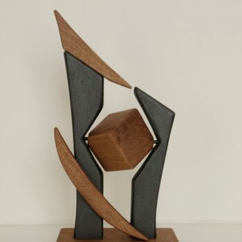 Sculpture titled "Cubo rotante" by Anna Beltrame A＋D Art, Original Artwork, Wood