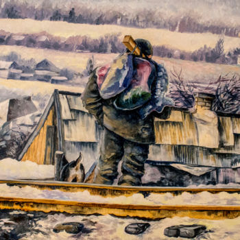 Картина под названием "Дорога домой" - Anna Berezina, Подлинное произведение искусства, Масло