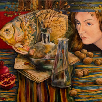 Painting titled "Рыба - память" by Anna Berezina, Original Artwork, Oil